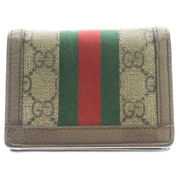 Gucci GG Supreme Sherry Line Canvas Bi fold Wallet Brown - Picture 2 of 6